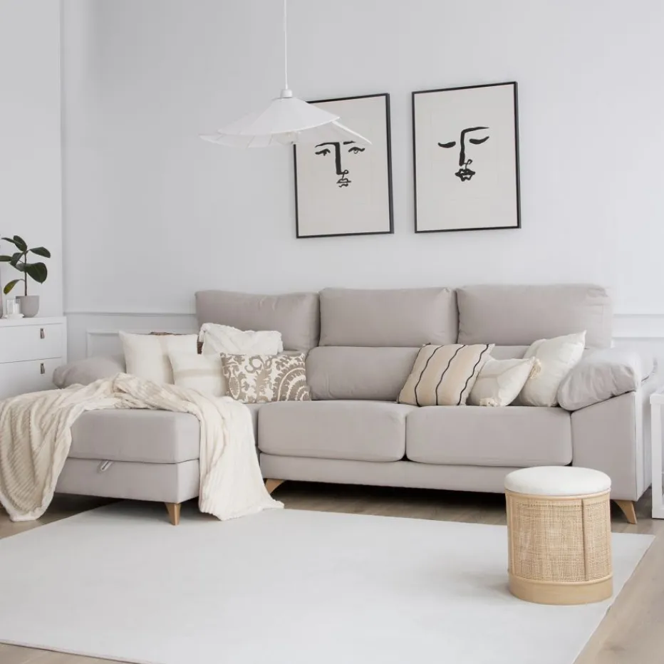Dandy Canapé d'angle gauche 4 places beige avec rangement^Banak Discount