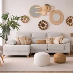 Dandy Canapé d'angle gauche 4 places beige avec rangement^Banak Discount