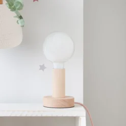 Denis Lampe table naturel-câble rose^Banak Hot