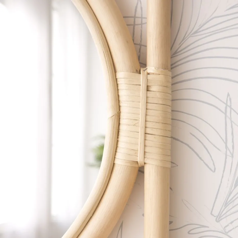Dinha Miroir rond mural en rotin naturel^Banak New