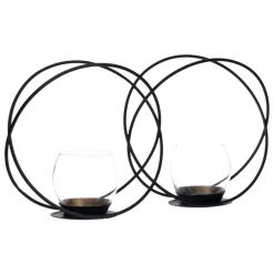 Dupla Bougeoirs en métal noir / verre^Banak Clearance