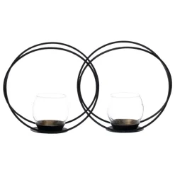 Dupla Bougeoirs en métal noir / verre^Banak Clearance