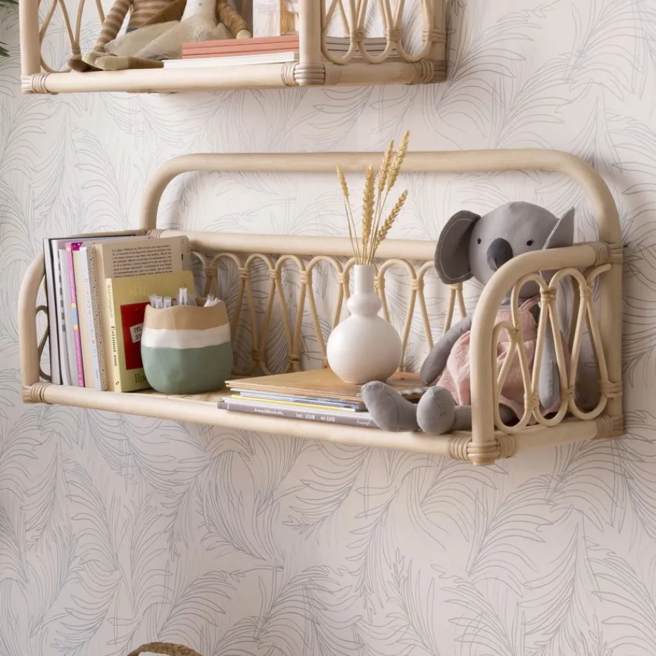 Eban étagère murale rectangulaire 90x32 en rotin naturel^Banak Online