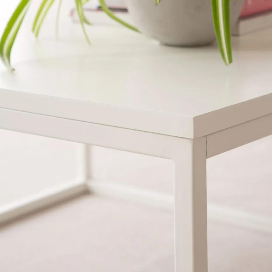 Ellie Table basse carrée laqué en blanc^Banak Sale