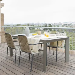 Ensemble Table inset et 4 chaises mink topo/grafito^Banak Discount