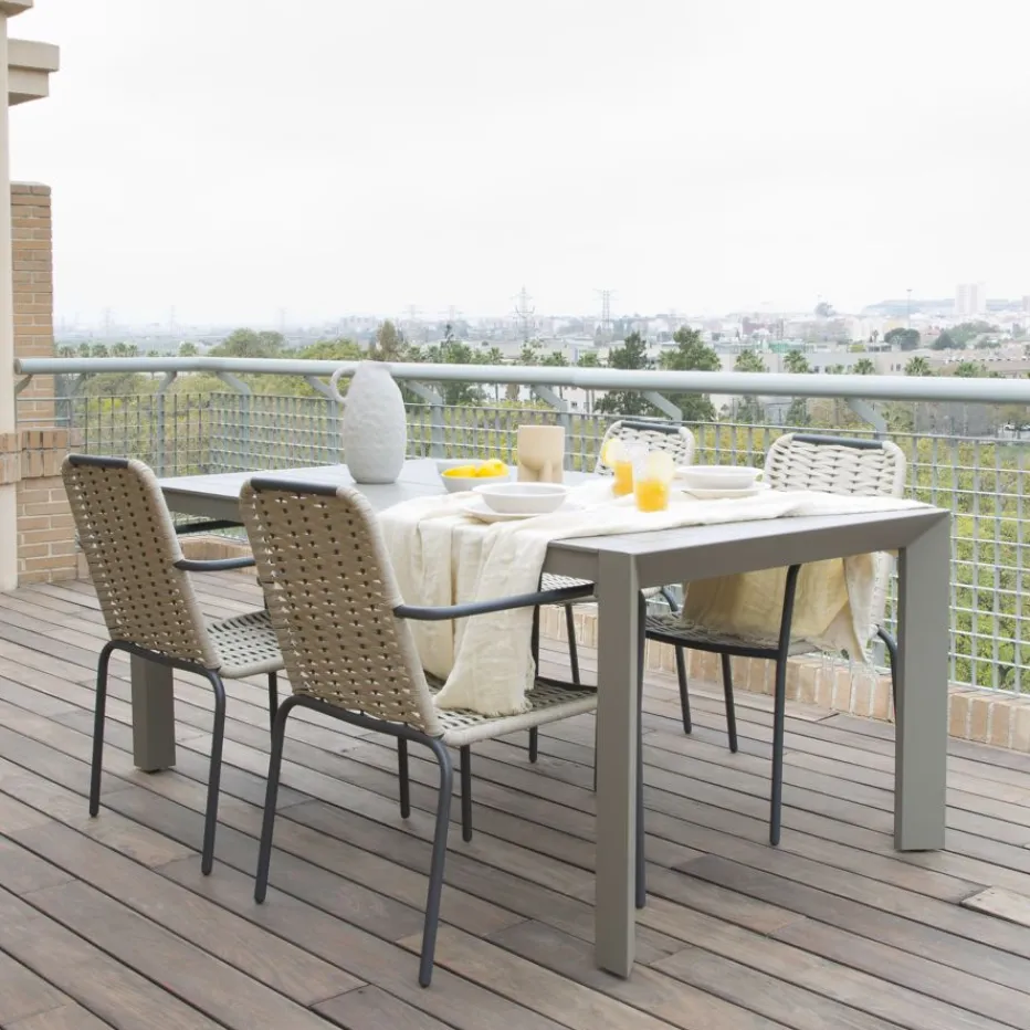 Ensemble Table inset et 4 chaises mink topo/grafito^Banak Discount