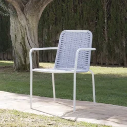Ensemble Table inset et 6 chaises gris/blanc^Banak New