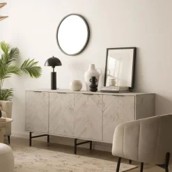 Enzo Buffet en bois massif et métal couleur blanc wild^Banak Online
