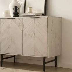 Enzo Buffet en bois massif et métal couleur blanc wild^Banak Online