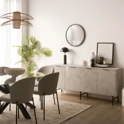 Enzo Buffet en bois massif et métal couleur blanc wild^Banak Online