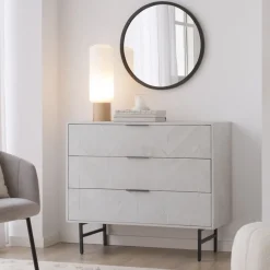 Enzo Commode en bois massif et métal couleur blanc wild^Banak Best
