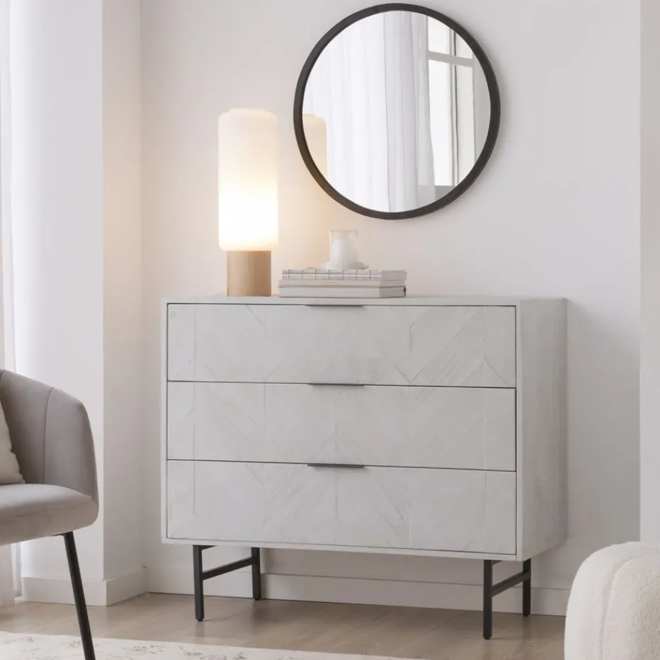 Enzo Commode en bois massif et métal couleur blanc wild^Banak Best