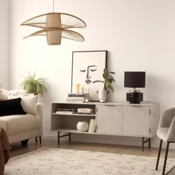 Enzo Meuble tv en bois massif et métal couleur blanc wild^Banak Online