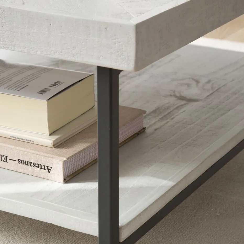 Enzo Table basse en bois massif et métal couleur blanc wild^Banak Hot