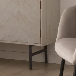 Enzo Vitrine en bois massif et métal couleur blanc wild^Banak New