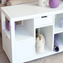 Evoiss Meuble d'appoint &agrave; roulettes laqué en blanc^Banak Clearance
