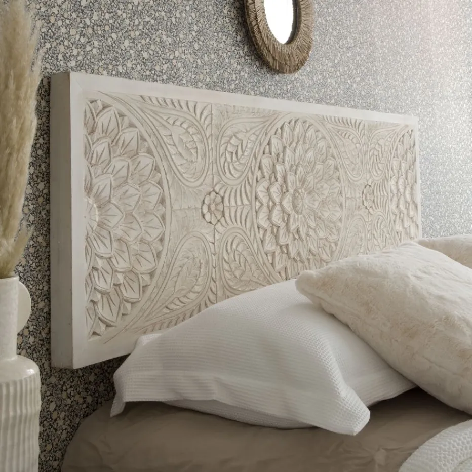 Fiore Tête de lit en bois sculpté pour lit de 150 et 160^Banak