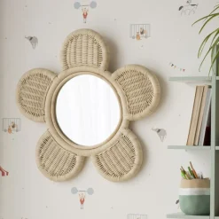 Fleur Miroir mural rond en forme de fleur en rotin naturel^Banak Best