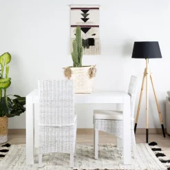 Gael Table &agrave; manger rectangulaire extensible 120/170 en bois laqué blanc^Banak
