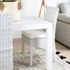 Gael Table à manger rectangulaire extensible 120/170 en bois laqué blanc^Banak