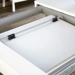 Gael Table à manger rectangulaire extensible 120/170 en bois laqué blanc^Banak