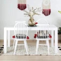 Gael Table à manger rectangulaire extensible 140/190 en bois laqué blanc^Banak Hot