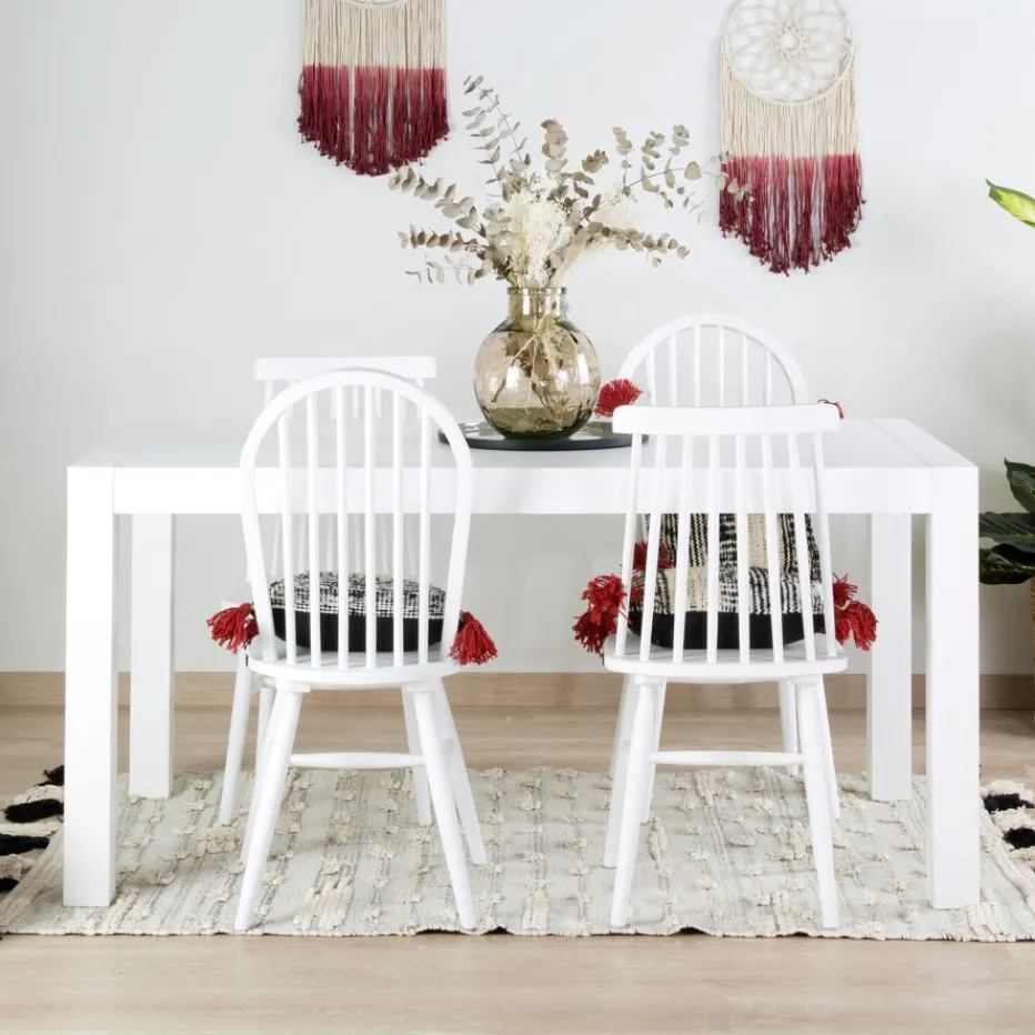 Gael Table à manger rectangulaire extensible 140/190 en bois laqué blanc^Banak Hot