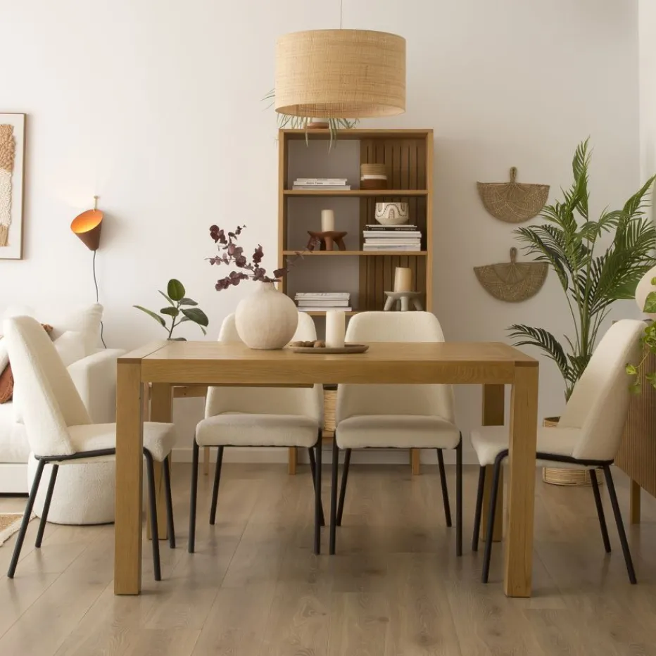 Gael Table à manger extensible rectangulaire 140/190 en bois massif de chêne^Banak Online