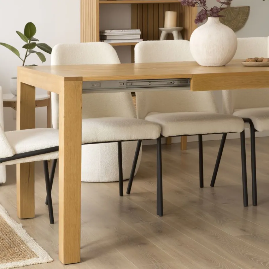 Gael Table à manger extensible rectangulaire 140/190 en bois massif de chêne^Banak Online