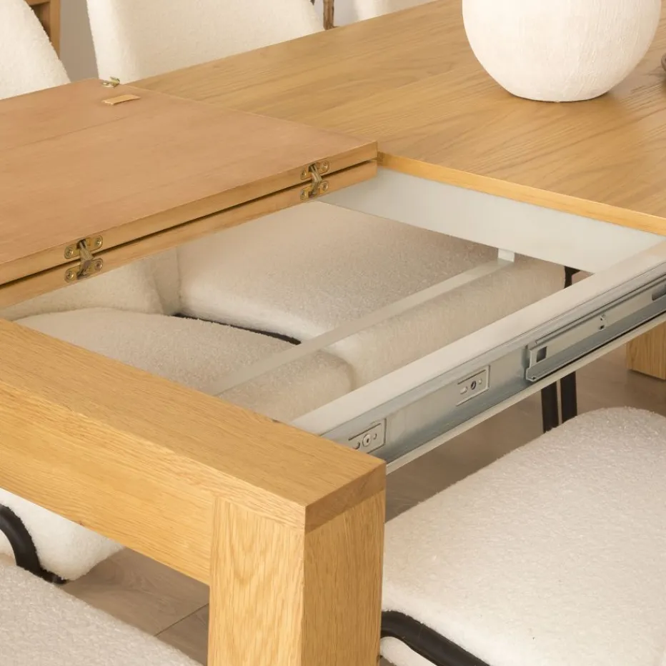 Gael Table à manger extensible rectangulaire 140/190 en bois massif de chêne^Banak Online