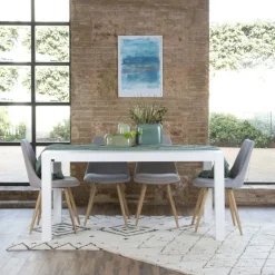Gael Table à manger rectangulaire extensible 160/210 en bois laqué blanc^Banak Hot
