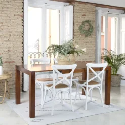 Gael Table à manger rectangulaire extensible 140/190 en bois massif de couleur teck^Banak Best