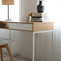Gauguin Bureau en ch&ecirc;ne light et métal blanc avec tiroir^Banak Sale