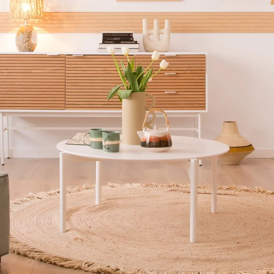 Hans Table basse en bois laqué blanc grand^Banak Sale