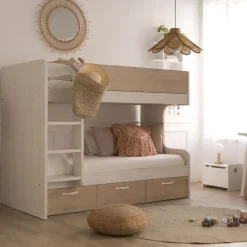 Hansel Lit avec tiroirs pour matelas de 90x190 avec échelle à gauche^Banak