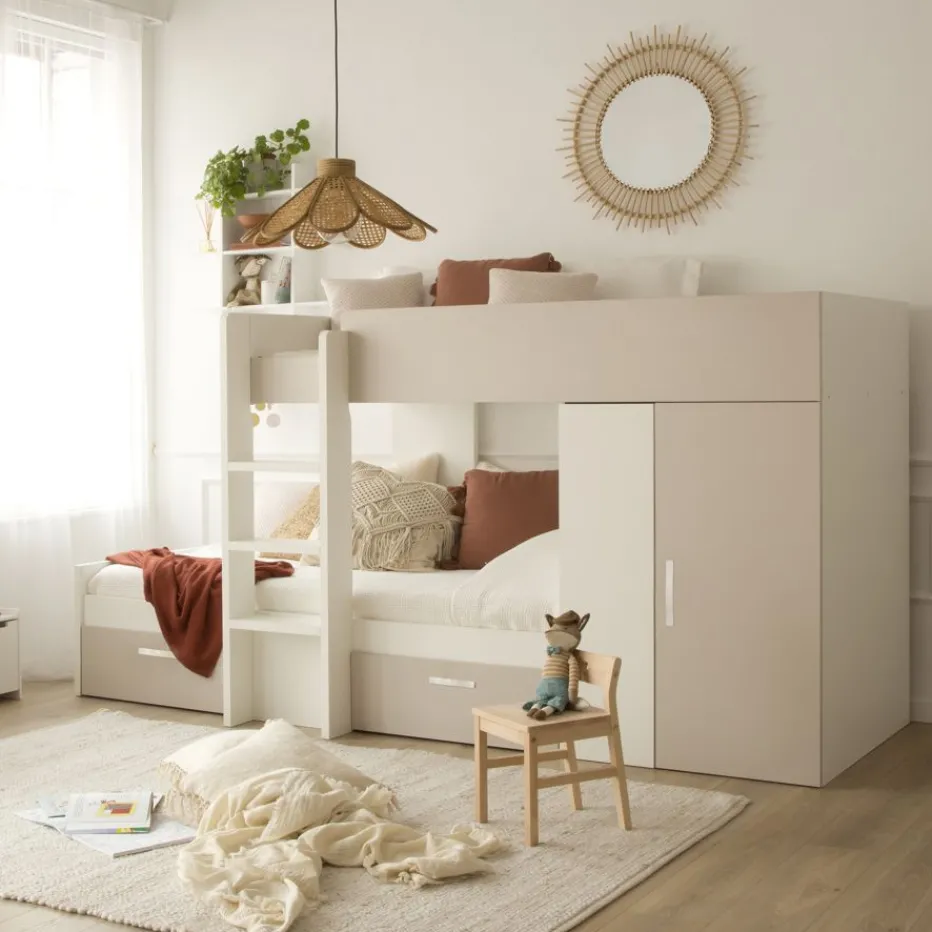 Hansel Train avec 2 lits et rangement à droite pour matelas de 90x190^Banak