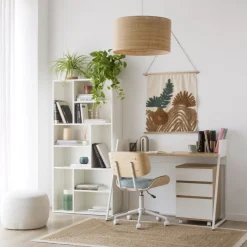 Haru Chaise de bureau rembourrée en vert avec bois et roulettes^Banak Outlet