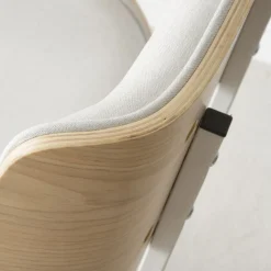 Haru Chaise de bureau rembourrée beige avec bois et roulettes^Banak Outlet