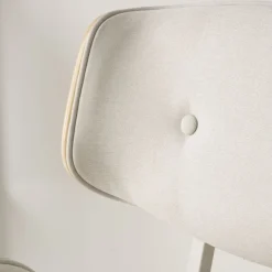 Haru Chaise de bureau rembourrée beige avec bois et roulettes^Banak Outlet
