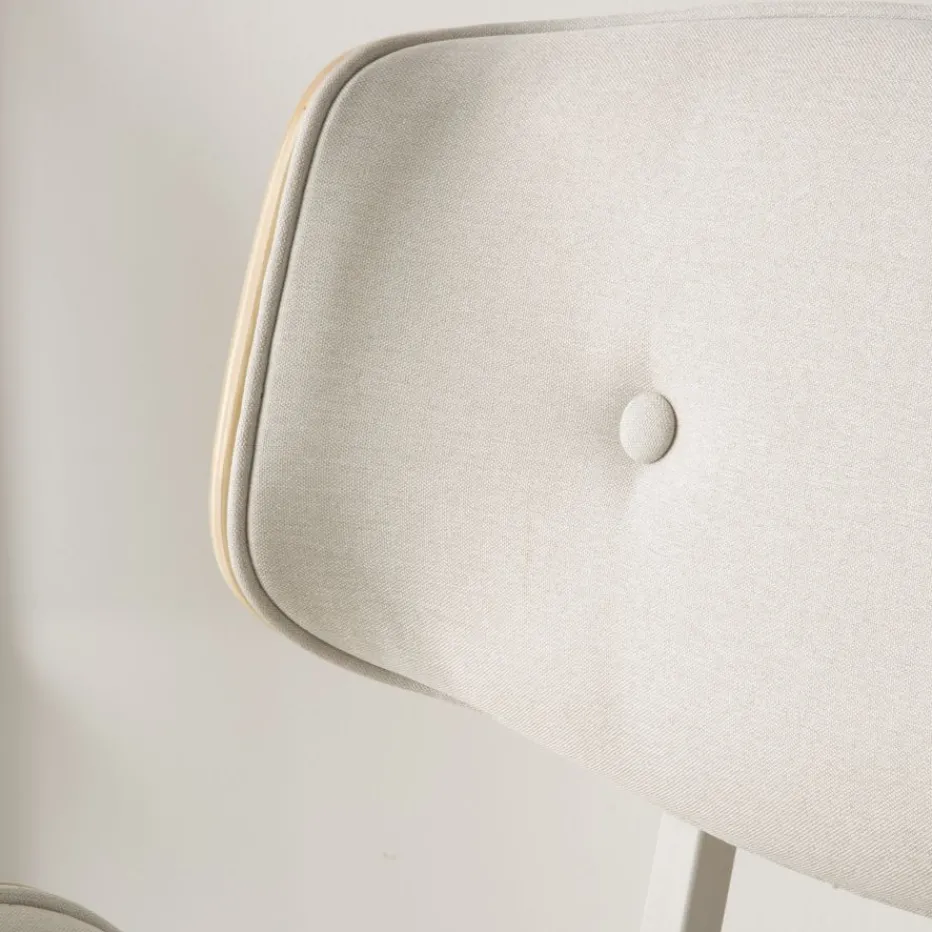 Haru Chaise de bureau rembourrée beige avec bois et roulettes^Banak Outlet