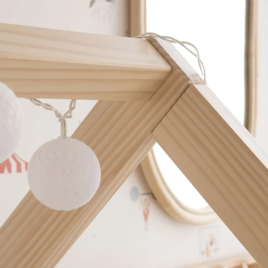 Haus Cama alta con tobogán para colchón de 90x190 lacada en blanco y natural^Banak Sale