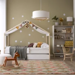 Haus Cama con forma de casa y somier de arrastre para colch&oacute;n de 90x190 lacada e^Banak Outlet