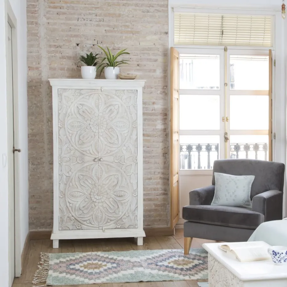 Indira Armoire en bois massif sculpté de manguier^Banak Hot