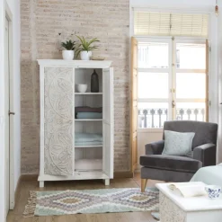 Indira Armoire en bois massif sculpté de manguier^Banak Hot