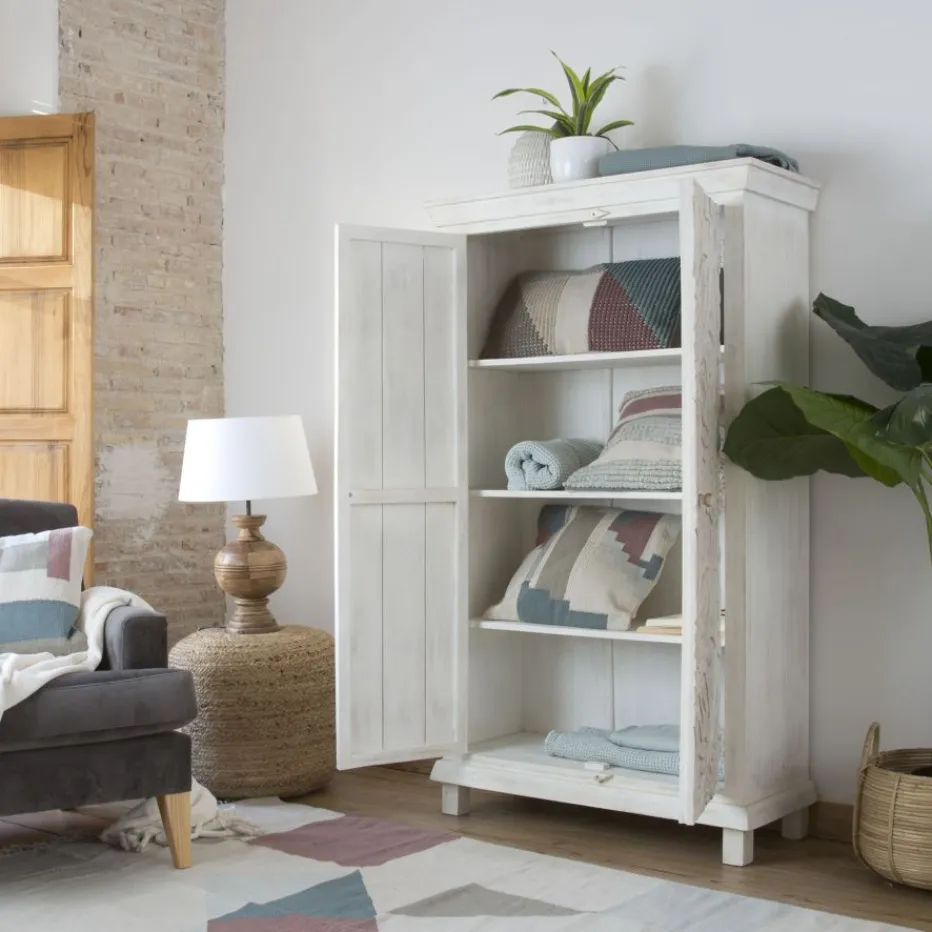 Indira Armoire en bois massif sculpté de manguier^Banak Hot