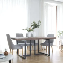 Irune Table à manger rectangulaire en bois massif et métal^Banak Clearance