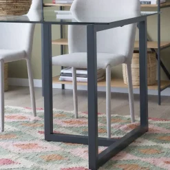 Irune Table à manger en métal gris anthracite et verre de 160x95^Banak Outlet