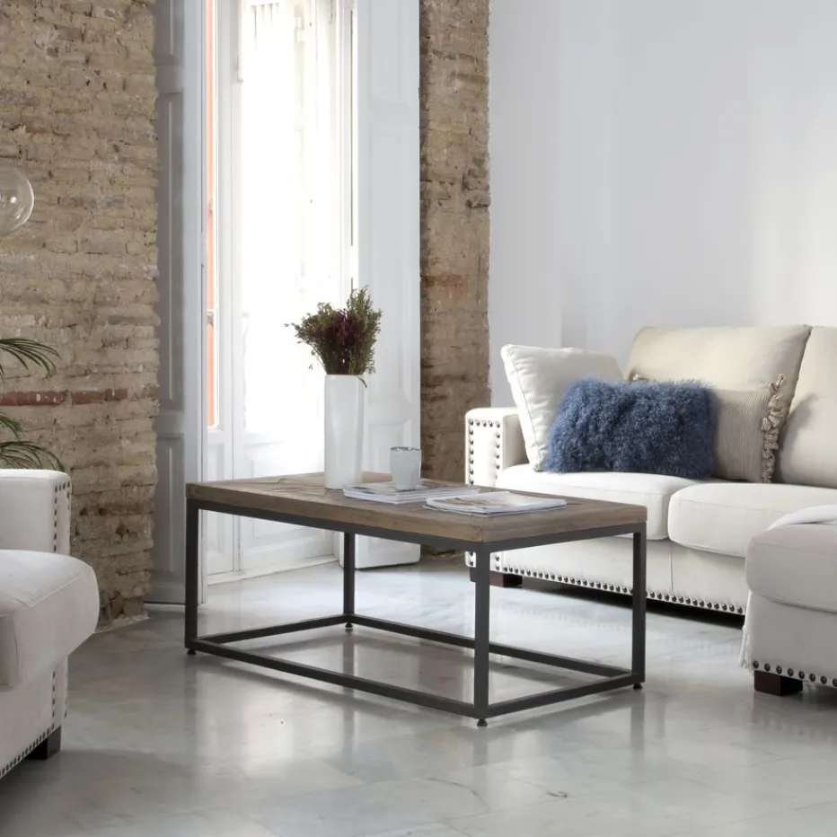 Irune Table basse en bois massif et métal^Banak Outlet