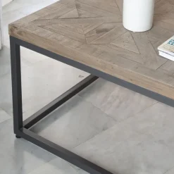 Irune Table basse en bois massif et métal carrée^Banak Online