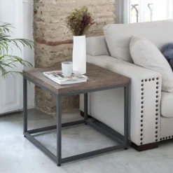 Irune Table d'appoint en bois massif et métal^Banak New